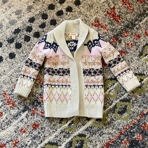 Toddler Winter Fairisle Cardigan Sweater Cream size 2T